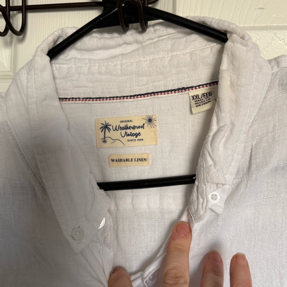 Men's Linen White Top - Picture 2 of 3